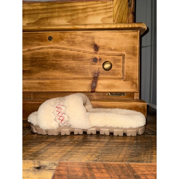 NWOT Cozetta UGG Braid Natural Cream Sheepskin Slip On Slippers Slides Size 12 - Picture 5 of 15